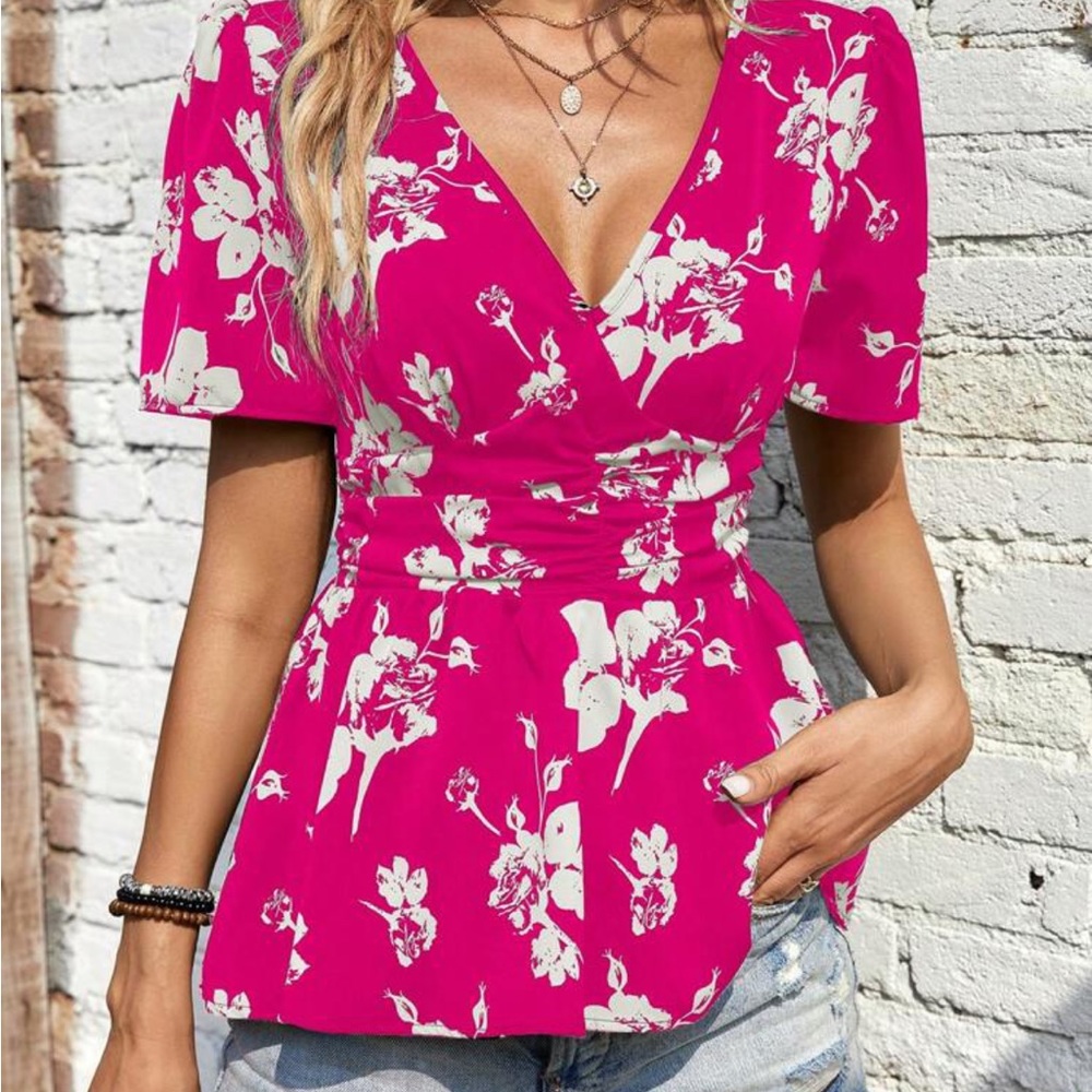 Floral Print Peplum Blouse